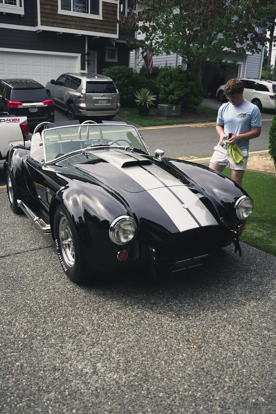 Shelby Cobra 427 receiving machine paint correction by SudBros mobile detailing in Lynnwood WA